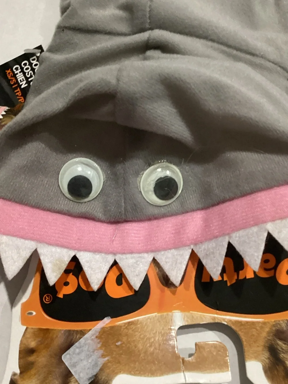 Gray Shark Dog Costume Hoodie size XS/S
